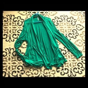 Kelly green open front cardigan